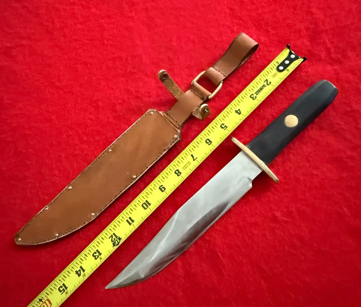 Vintage Bowie Knife Full Tang Brass Guard Wood Handle - 4
