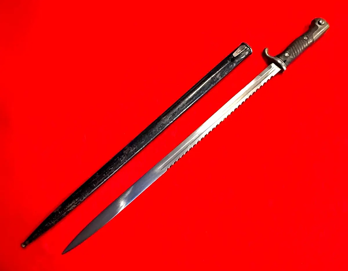 Antique Very Rare Original WWI German M1898 Sawback Bayonet - 1