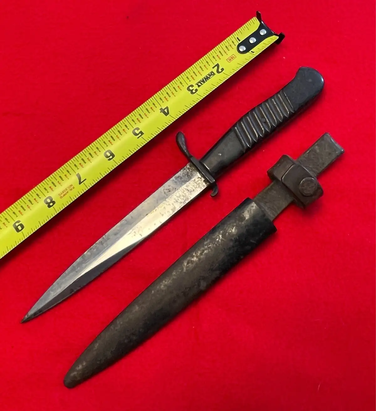 Original German WW1 Trench Boot Knife with Scabbard alternate view