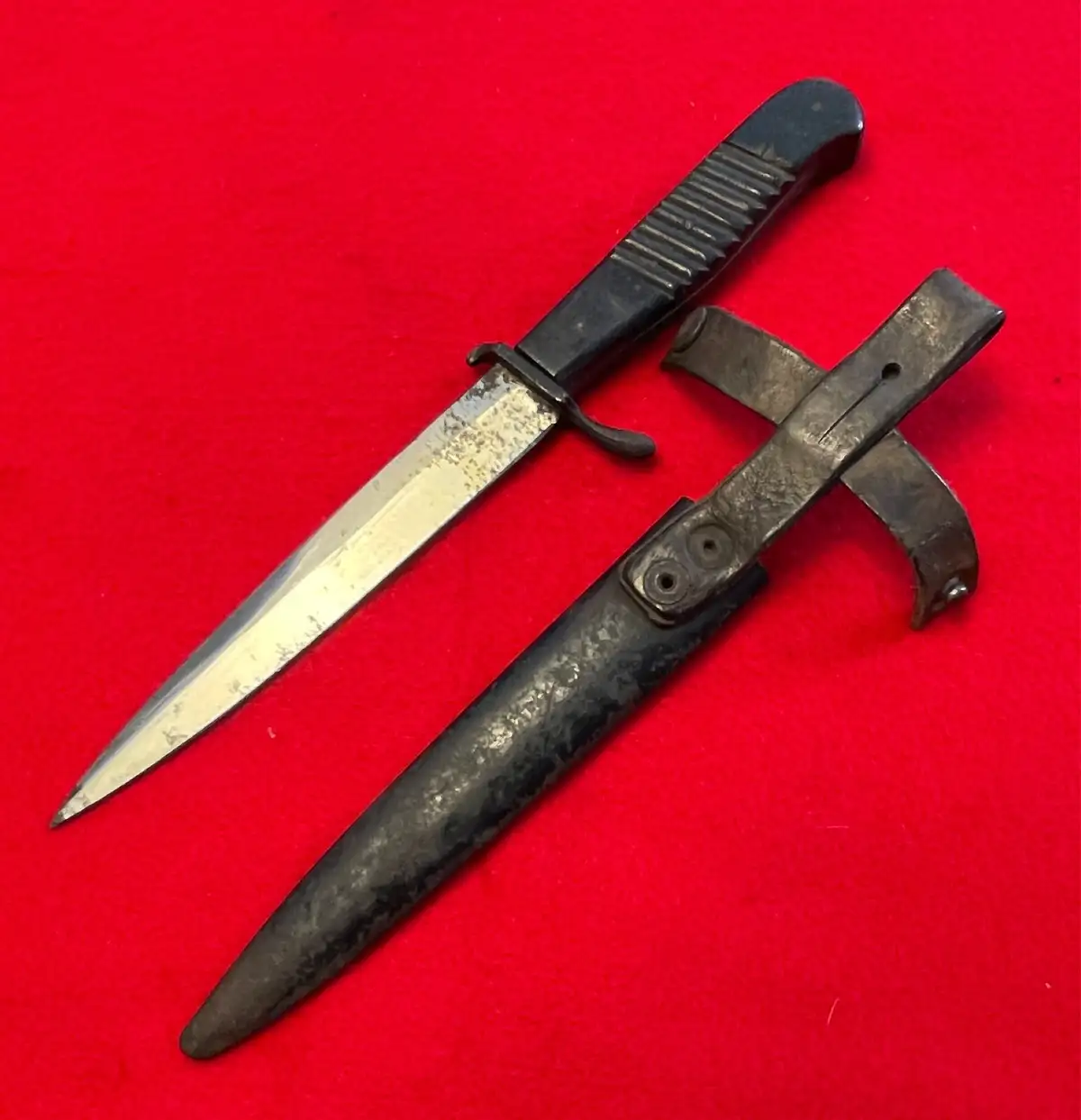 Original German WW1 Trench Boot Knife with Scabbard - View 3