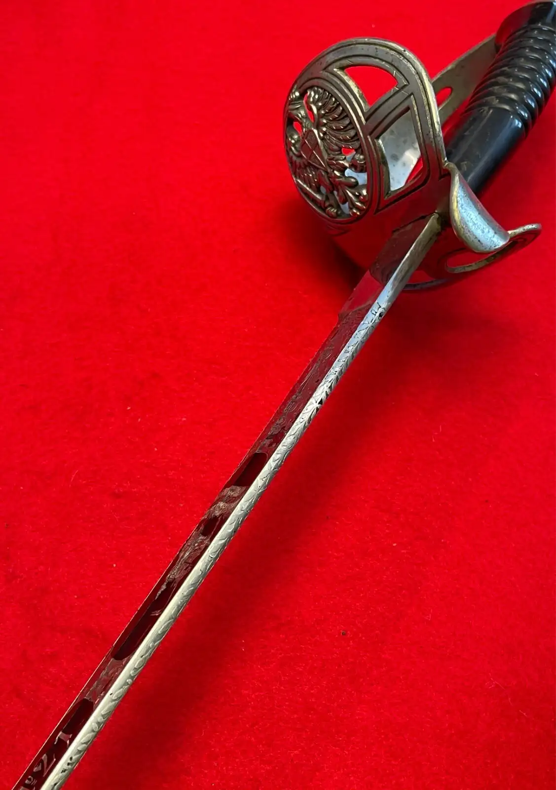 Original German WW1 Officer Sword with Blue Engravings - View 12