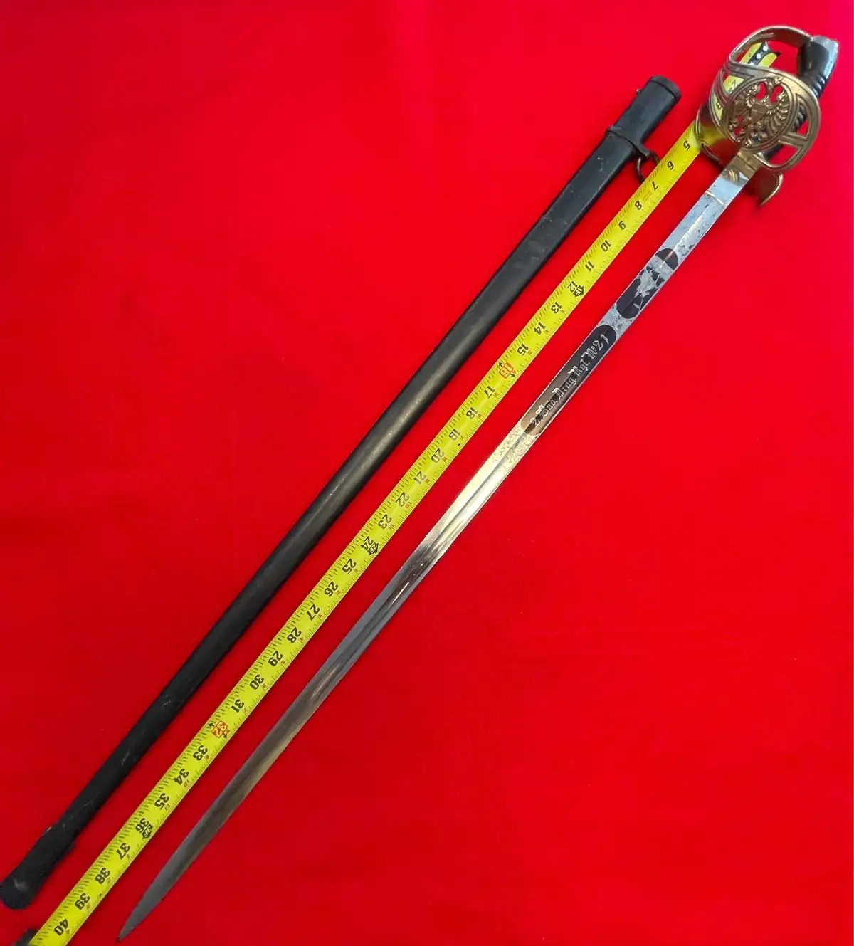 Original German WW1 Officer Sword with Blue Engravings alternate view
