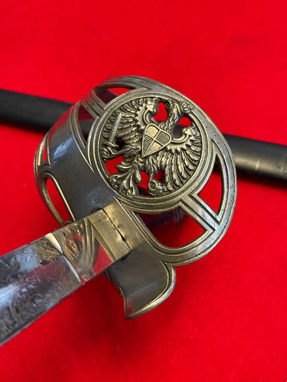 Original German WW1 Officer Sword with Blue Engravings - View 3