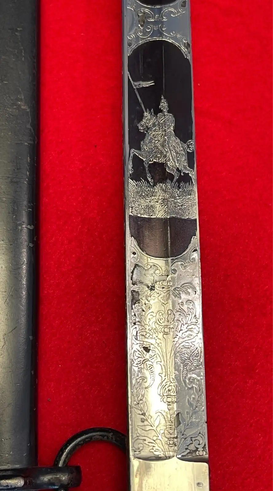 Original German WW1 Officer Sword with Blue Engravings - View 6