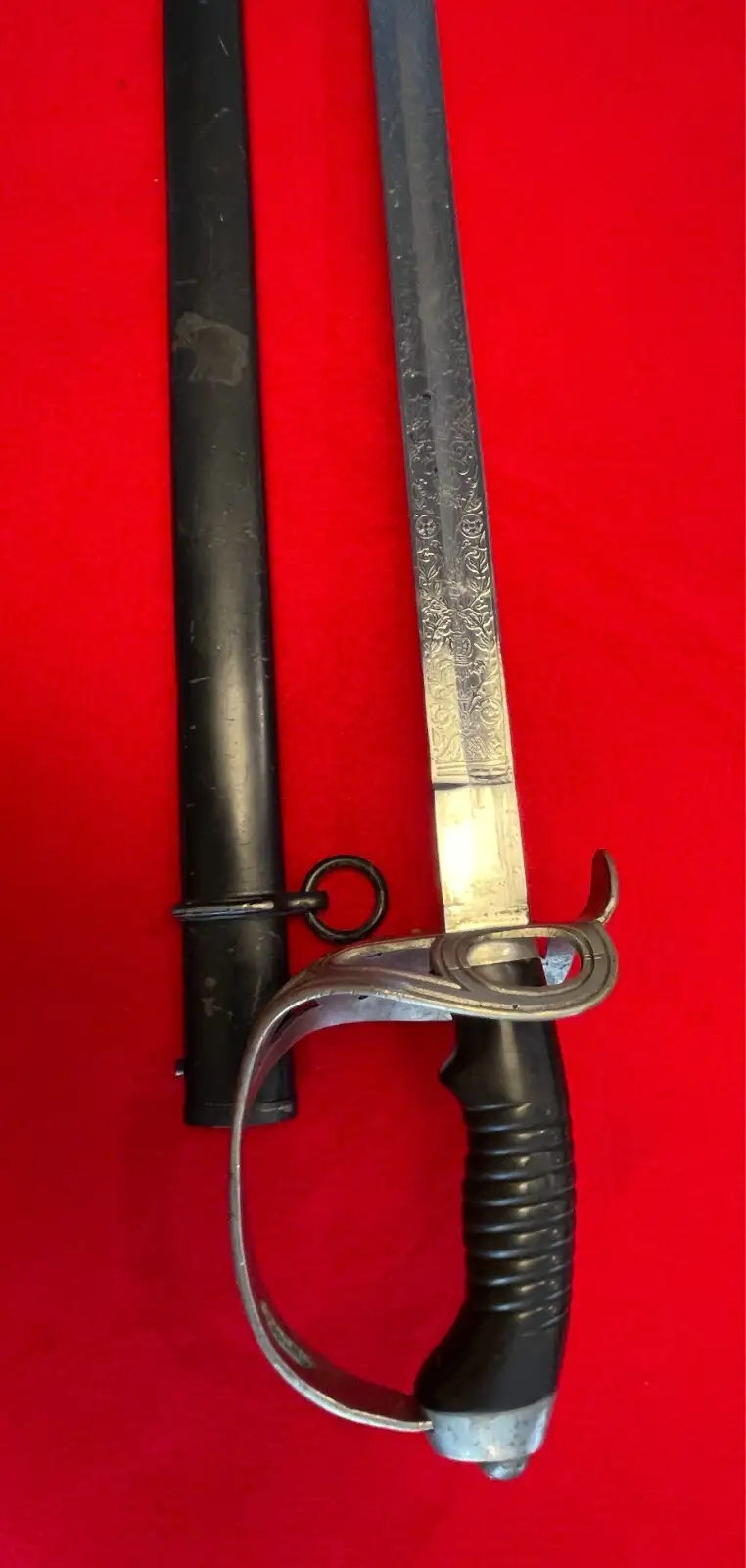 Original German WW1 Officer Sword with Blue Engravings - View 9