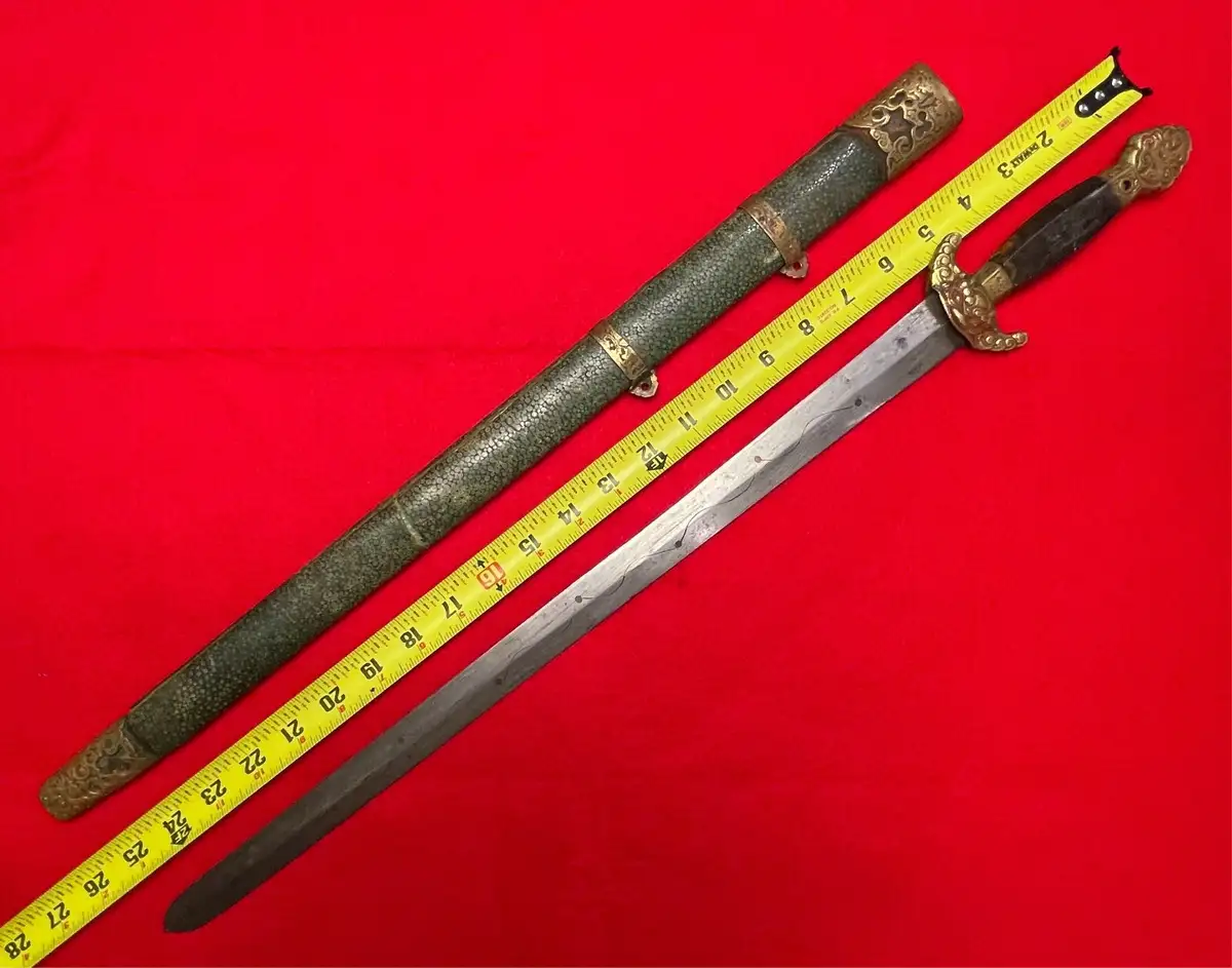 Original Chinese 19th Century Short Sword with Scabbard - View 3