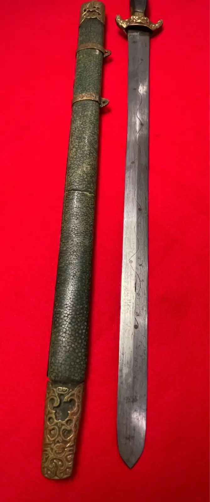 Original Chinese 19th Century Short Sword with Scabbard - View 4