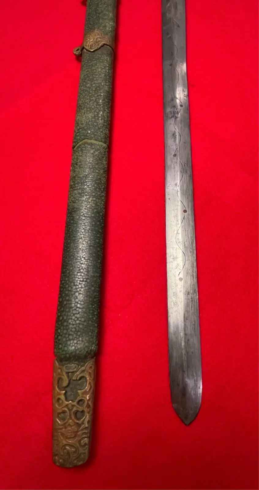 Original Chinese 19th Century Short Sword with Scabbard - View 5