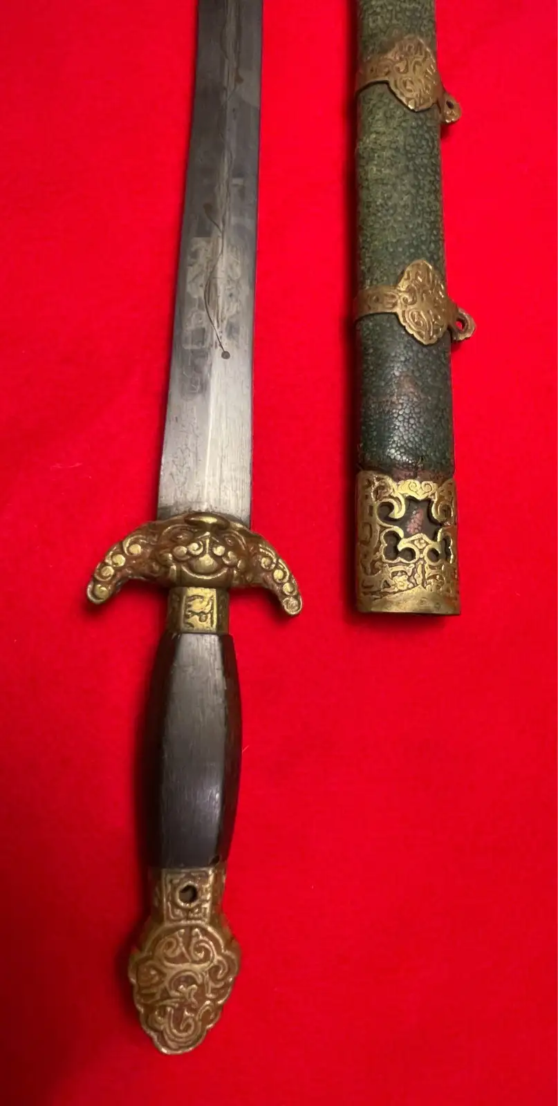 Original Chinese 19th Century Short Sword with Scabbard - View 8