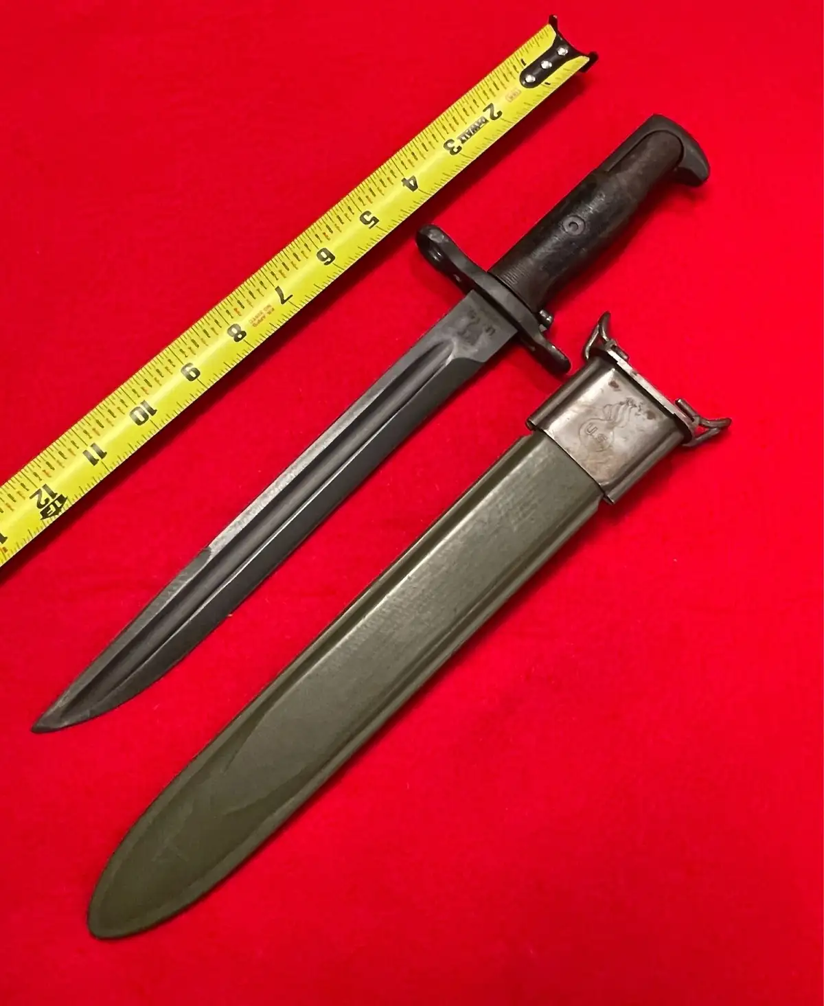 Original US WW2 M1 Bayonet Dated 1942 with Scabbard alternate view