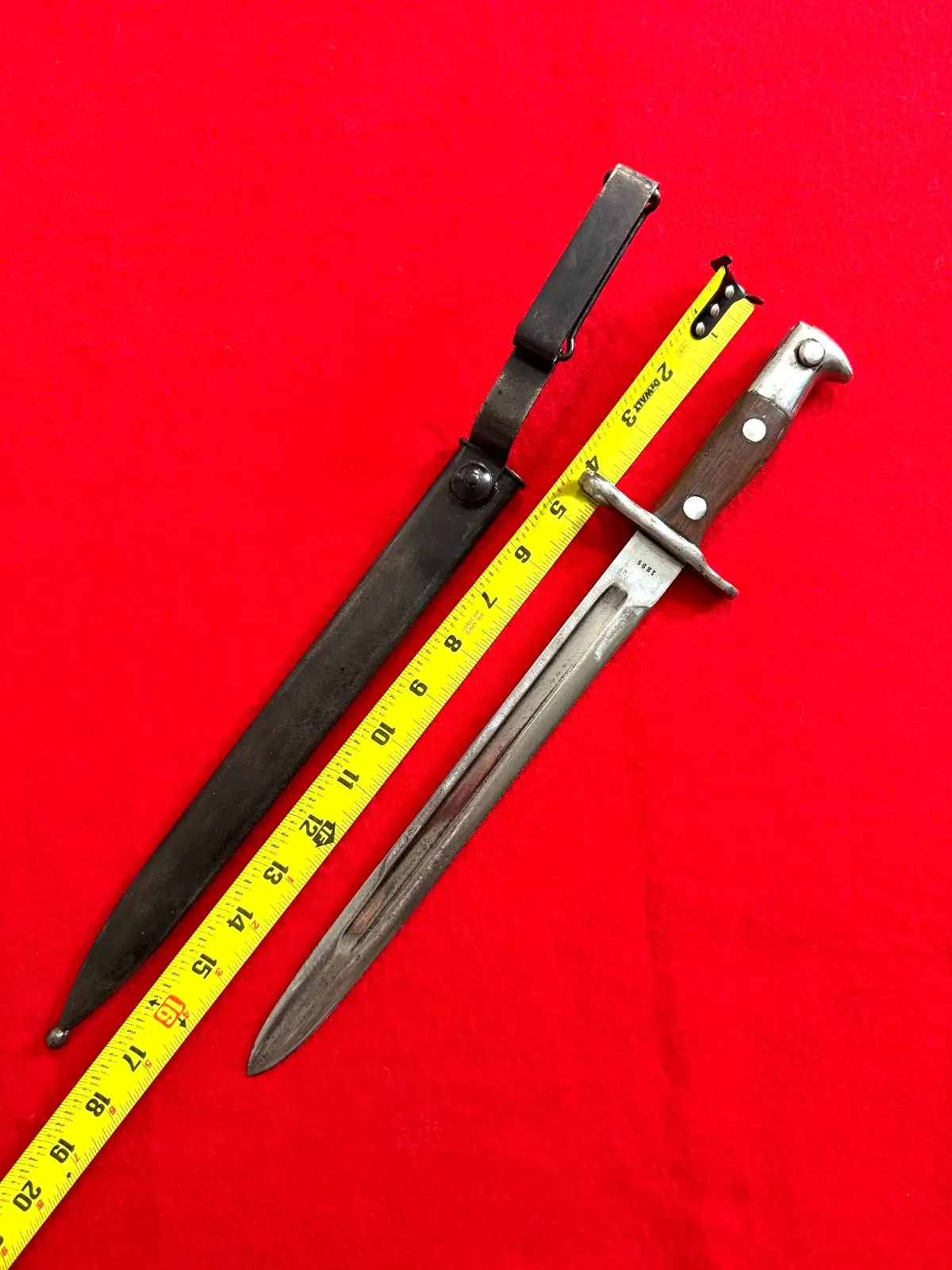 Original US M1892 Krag Rifle Bayonet with Scabbard alternate view