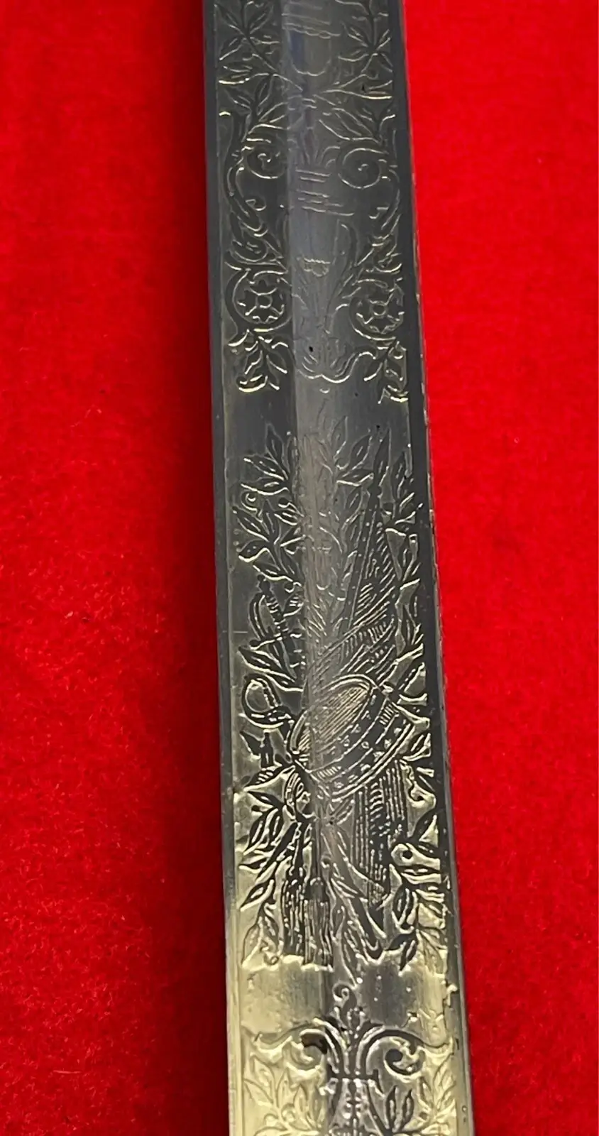 Antique German WW1 Regiment Engraved Cold Blue Blade Sword - 8